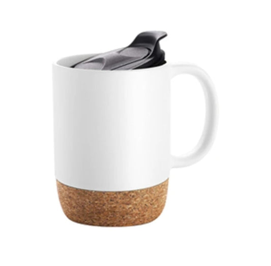 The Wandering Bean Cork Base Coffee Mug, Ceramic Mug with Insulated Cork Bottom