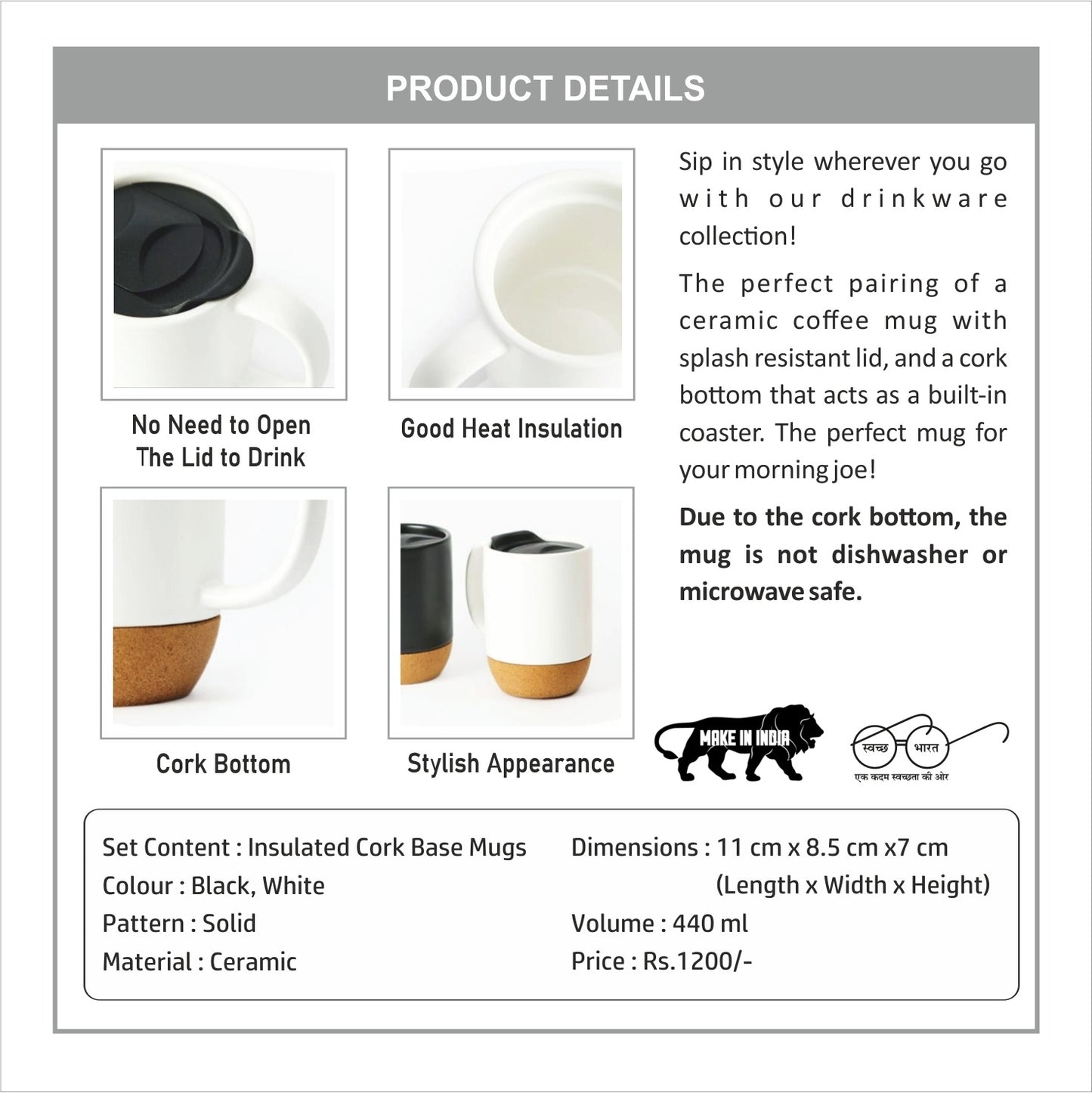 Nordic Ceramic Cork Insulated Mug