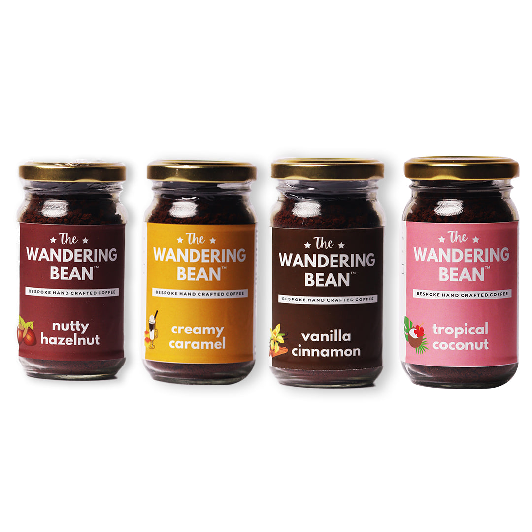 Nutty Hazelnut +Creamy Caramel + Vanilla Cinnamon + Tropical Coconut (4*60g)