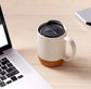 The Wandering Bean Cork Base Coffee Mug, Ceramic Mug with Insulated Cork Bottom